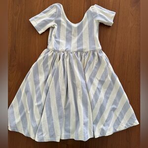 Good Apples Kids Striped Blue and White Twirl Dress